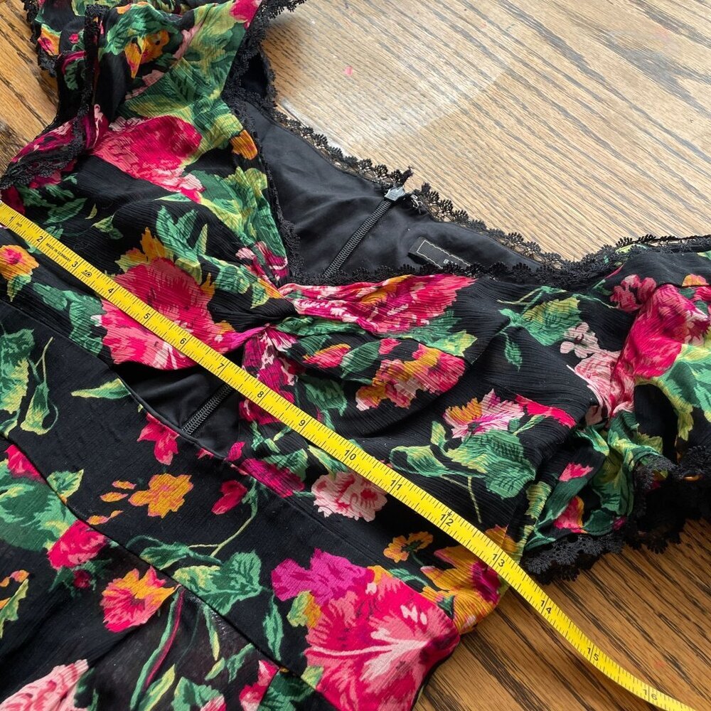 Revolve BCBGMAXAZRIA Twist Front Romper Floral Silk SZ XXS - Picture 7 of 10